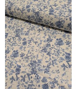 fabricmerchants YD  22-20133  70% Cotton, 30% Linen Print Misy Blue Garden
