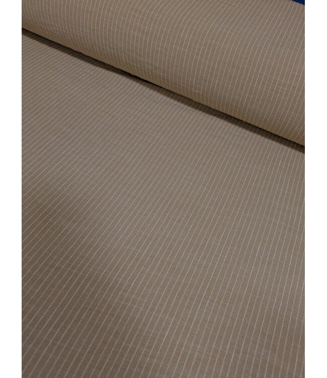 Mook Fabrics YD Lino Stripe Taupe /White #7