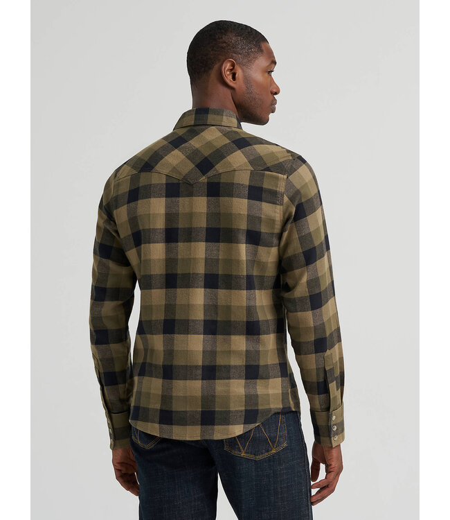 Wrangler Men's Retro Long-Sleeve Flannel Western Snap Plaid Shirt 112385918