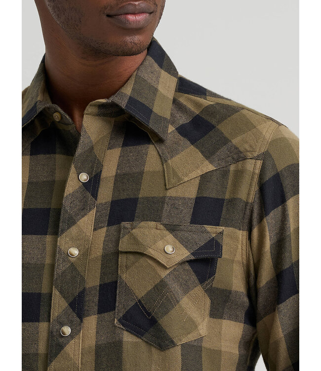 Wrangler Men's Retro Long-Sleeve Flannel Western Snap Plaid Shirt 112385918