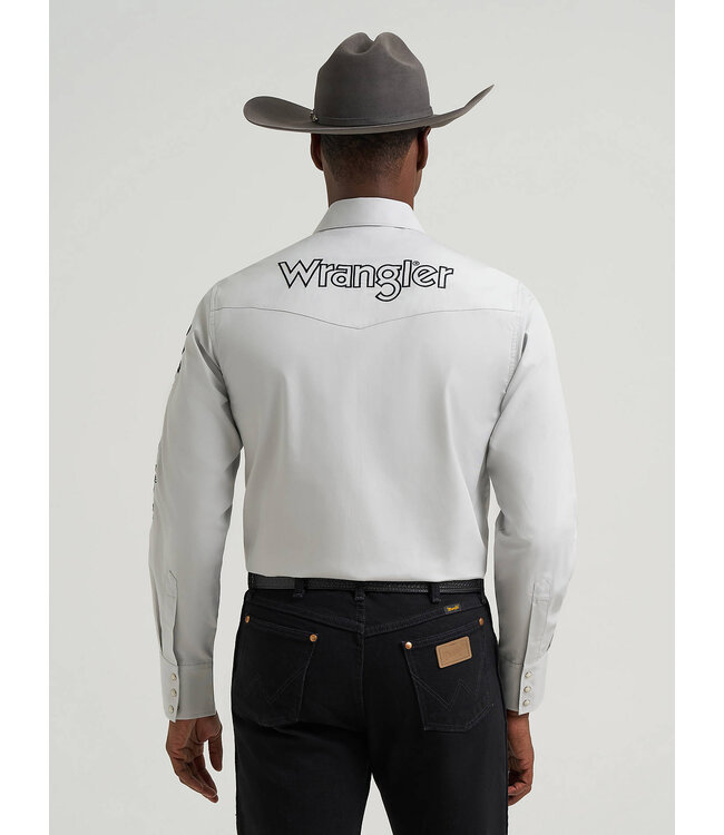 Wrangler Men's Logo Long-Sleeve Western Snap Shirt 112385928
