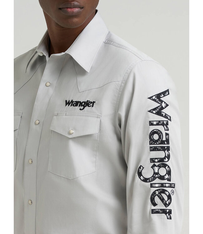 Wrangler Men's Logo Long-Sleeve Western Snap Shirt 112385928