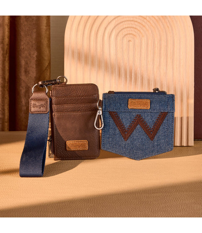 Wrangler Logo "W" Embroidered Dual Pouch Wristlet WG367-W119
