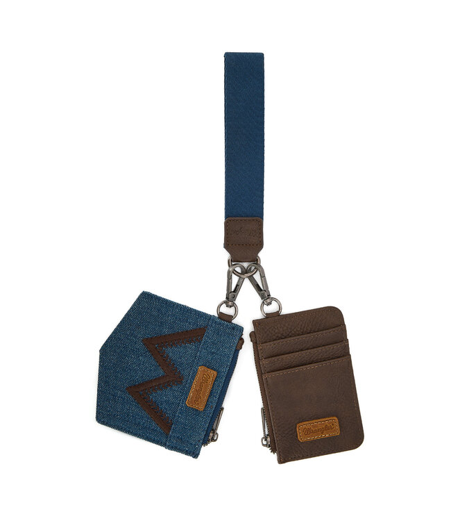 Wrangler Logo "W" Embroidered Dual Pouch Wristlet WG367-W119