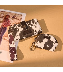 Wrangler Cow Print Wallet & Coin Pouch Wristlet Set WG-WL-444-129