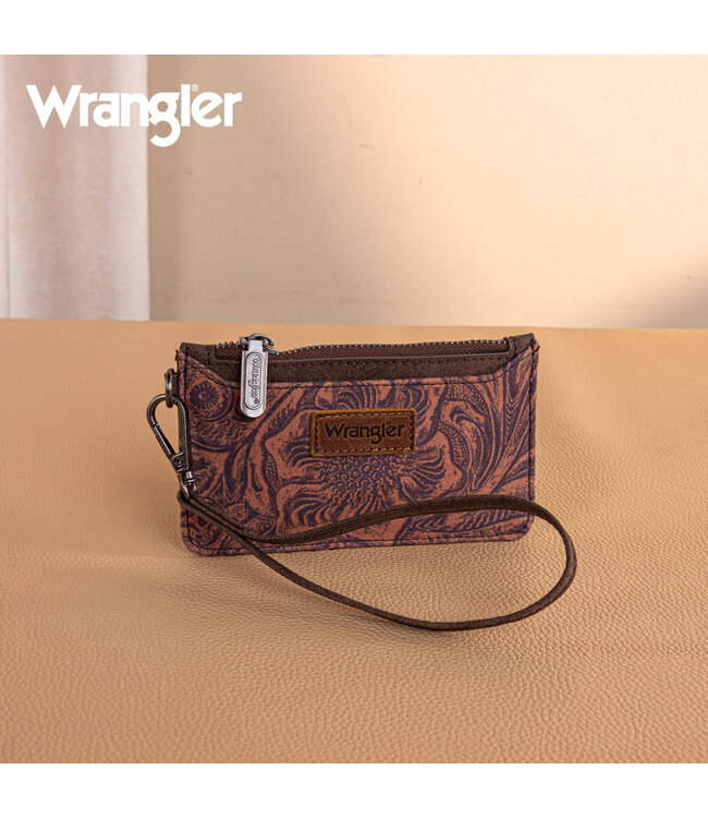 Wrangler Vintage Floral Velvet Printed Mini Zip Card Case Wristlet WG227-W075