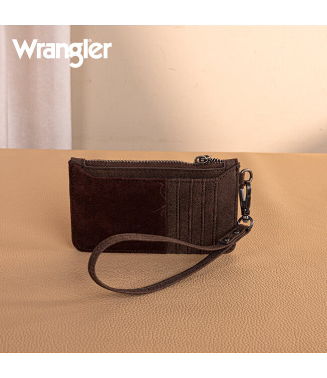Wrangler Vintage Floral Velvet Printed Mini Zip Card Case Wristlet WG227-W075