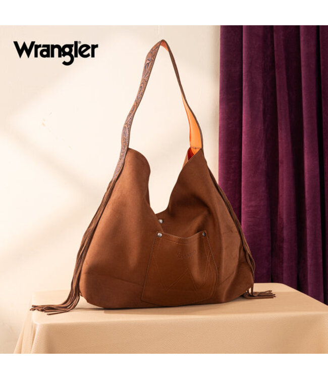 Wrangler Fringe Floral Tooled Hobo Bag WG239-9182