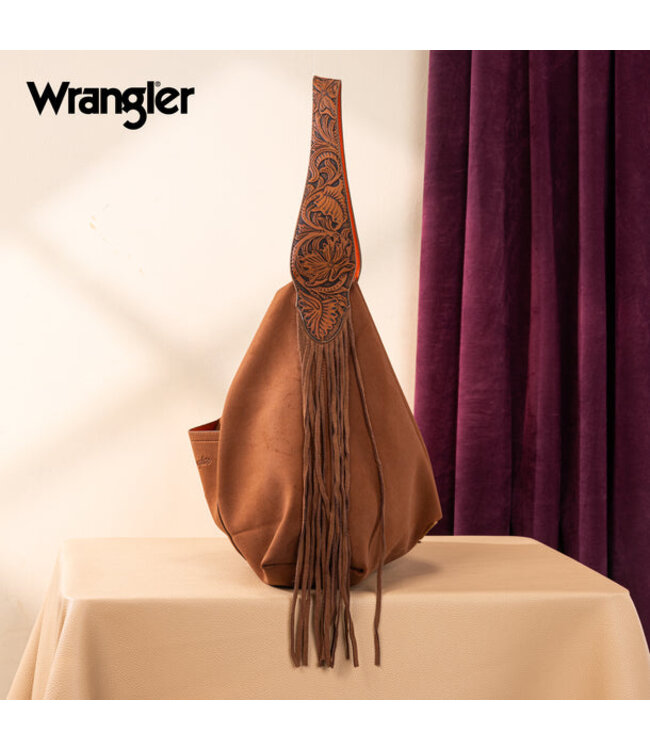 Wrangler Fringe Floral Tooled Hobo Bag WG239-9182