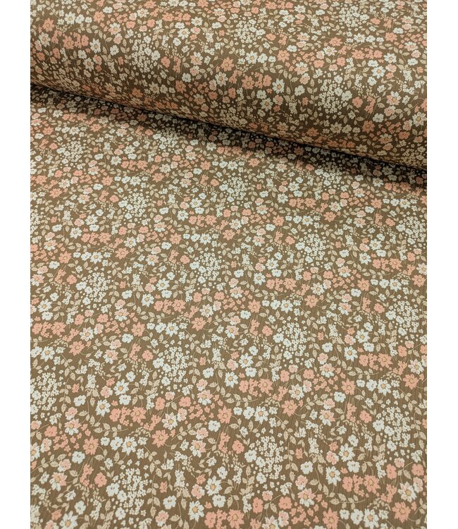 YD  Remi Vintage Floral In Olive/Chickadee Unbrushed Rib Knit