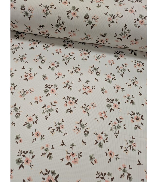 YD  Tessa Floral/Chickadee Unbrushed Rib Knit