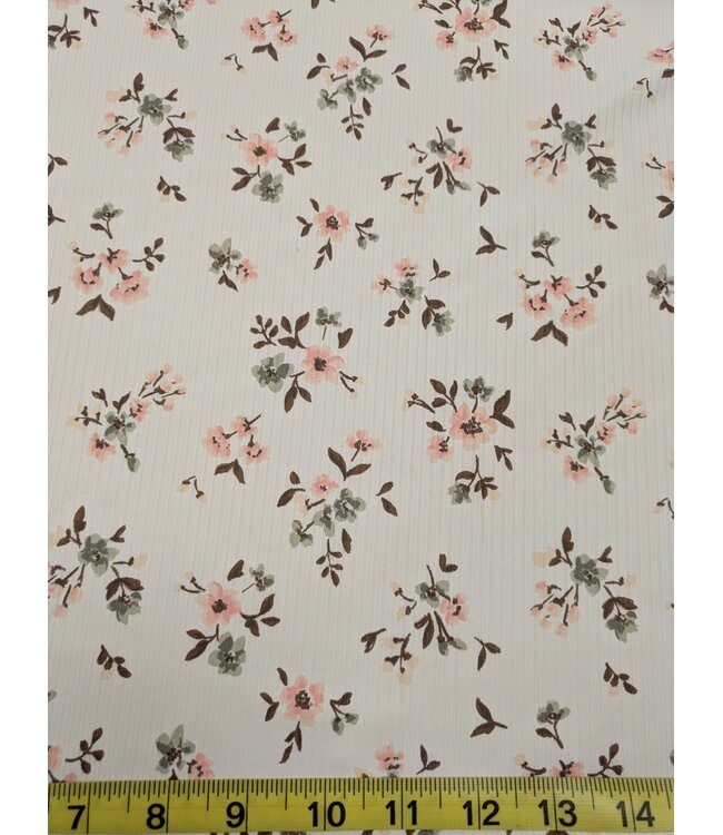 YD  Tessa Floral/Chickadee Unbrushed Rib Knit
