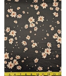 YD   Kimberly Floral/Chickadee Unbrushed Rib Knit Black
