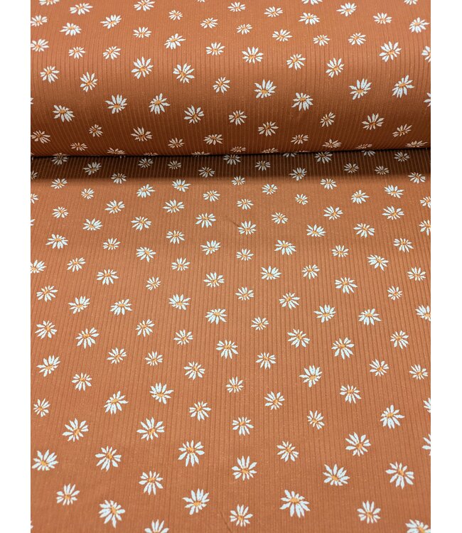 YD  Highland Daisies/Chickadee Unbrushed Rib Knit