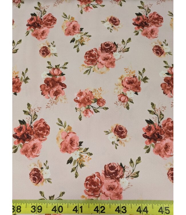 YD Rust Frilly Peony Peachskin Poly Stretch