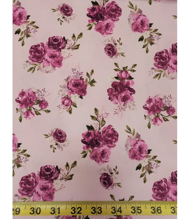 YD Mulberry Frilly Peony Peachskin Poly Stretch