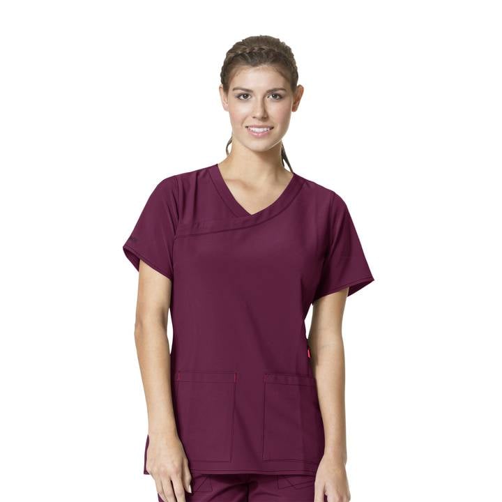 WonderWink Women's Quarter Zip Notch Neck Print Scrub Top 6557