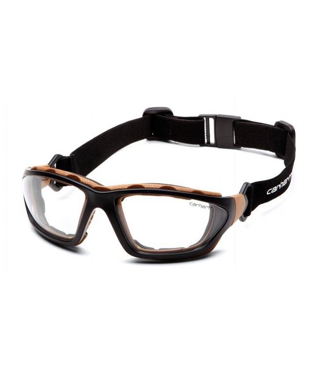 Carhartt Safety Glasses Carthage Black-Tan/Clear Anti-Fog Lens CHB410DTP