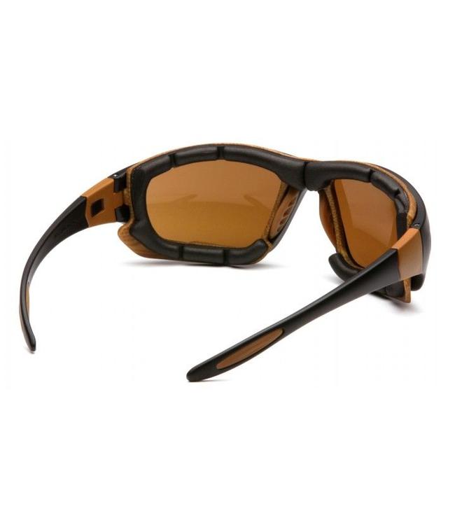 Carhartt Safety Glasses Carthage Black-Tan/Sandstone Bronze Anti-Fog Lens CHB418DTP