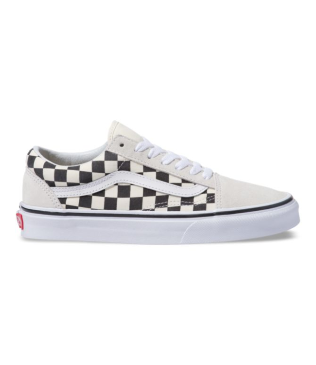 white checkerboard vans