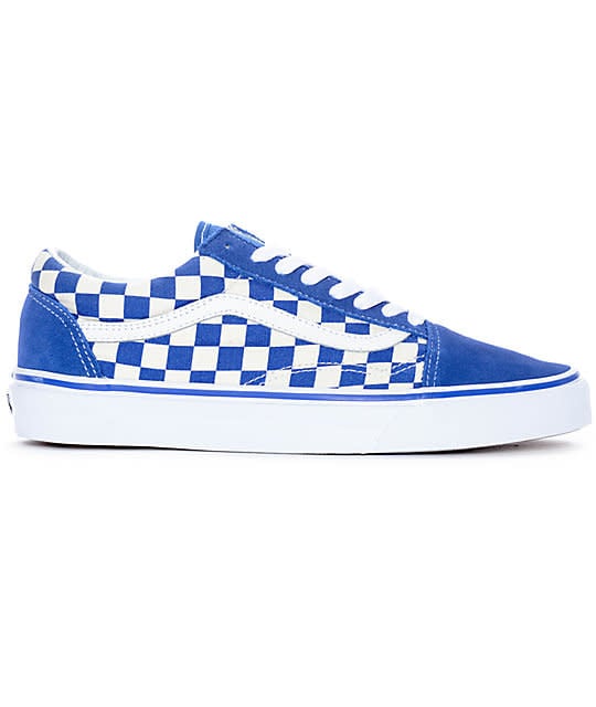 blue and white check vans
