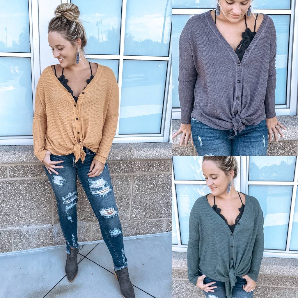 Thermal button down top Clearance