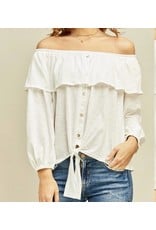 Button Down Off Shoulders Top - Off White