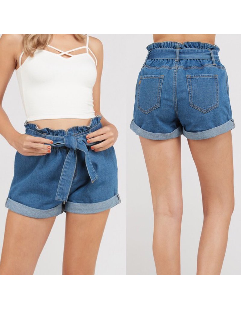 tie jean shorts