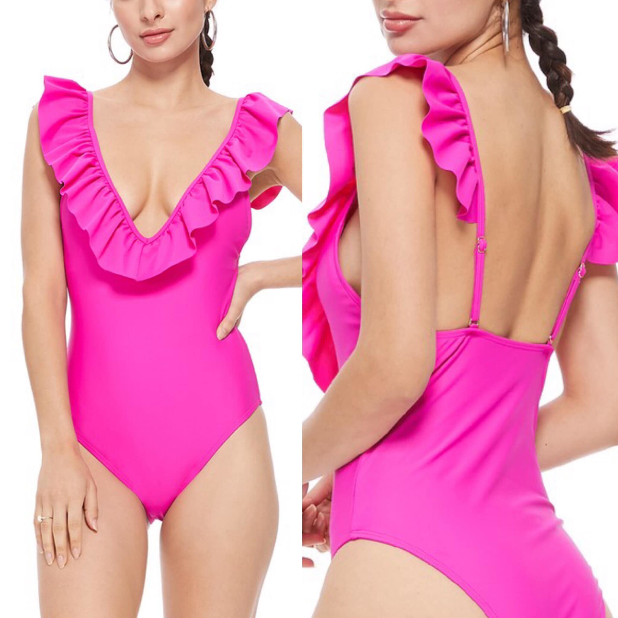 ruffle trim swimsuit