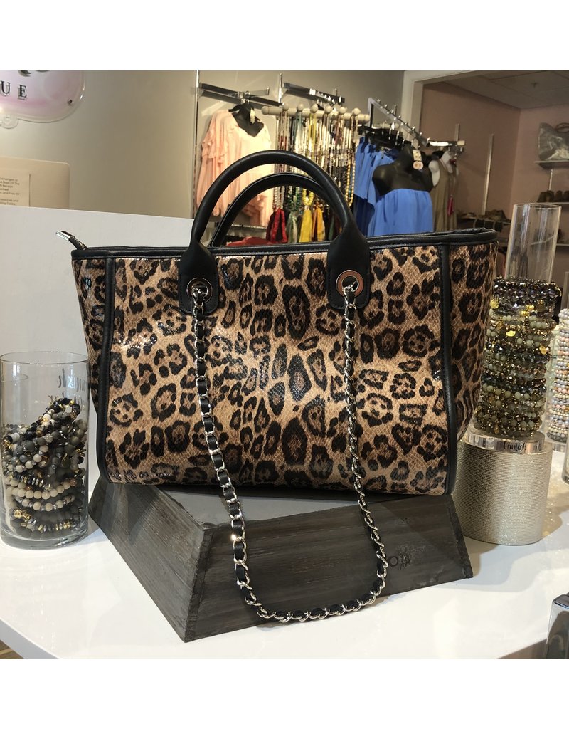 leopard tote purse