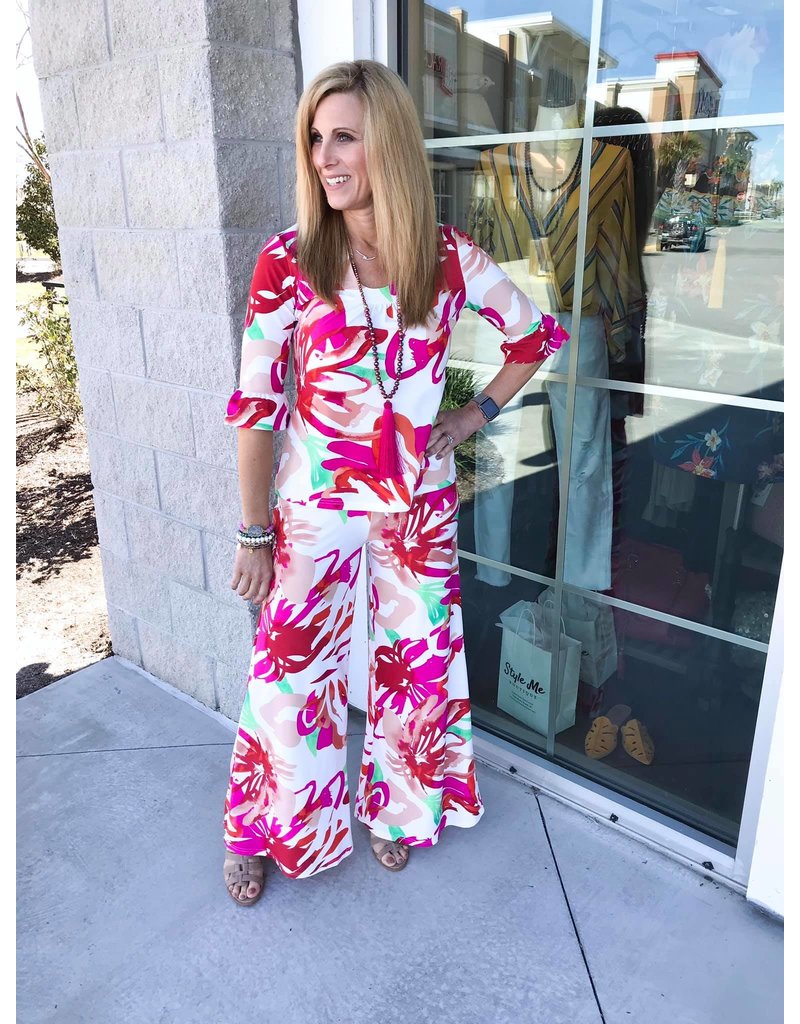 off white floral pants