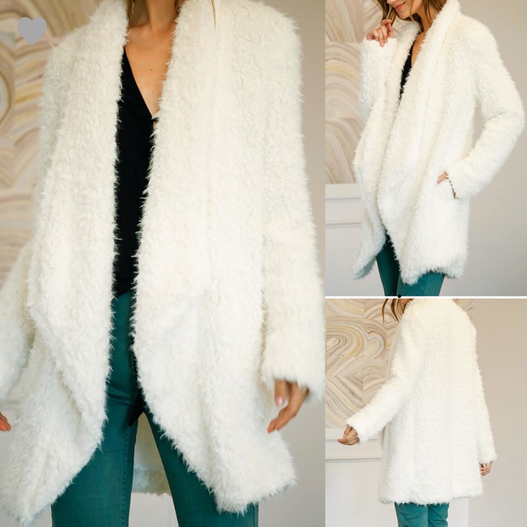 off white fur coat