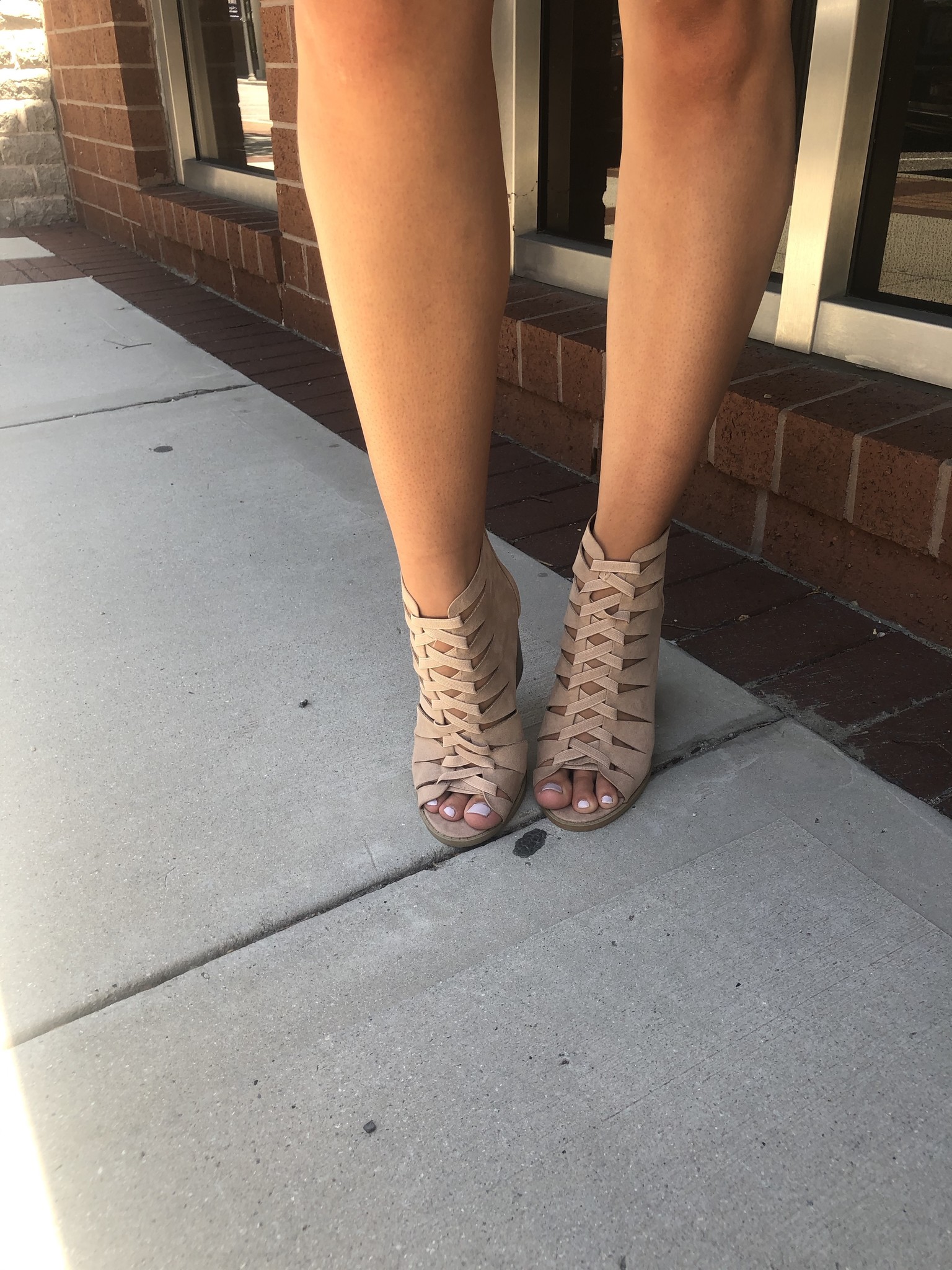 qupid booties taupe