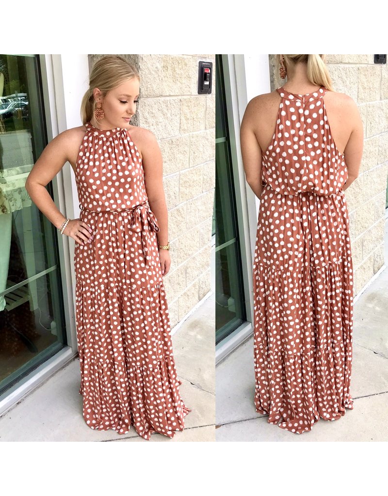 salmon maxi dress
