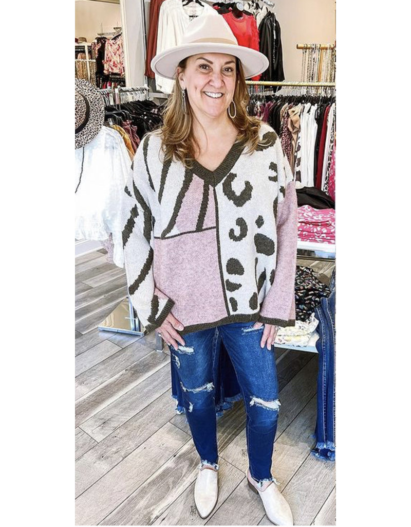 Color Block Leopard Sweater - Style Me 