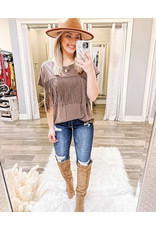 Time After Time Fringe Tee - Charcoal