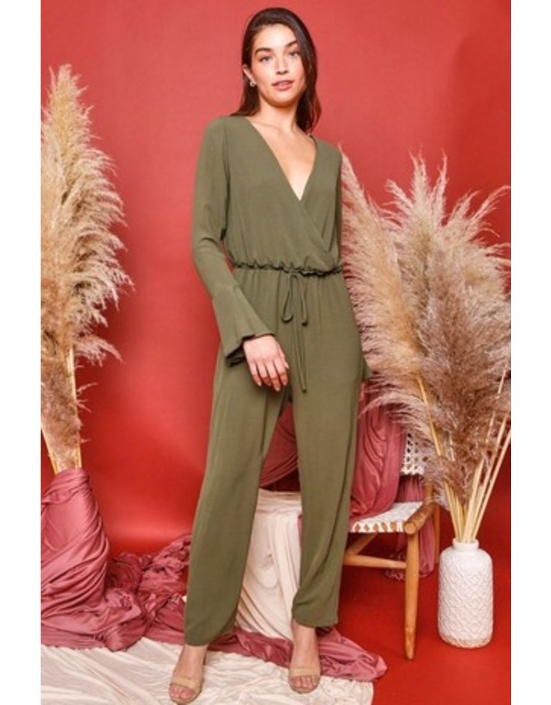 Bell Sleeves Jumpsuit - Olive