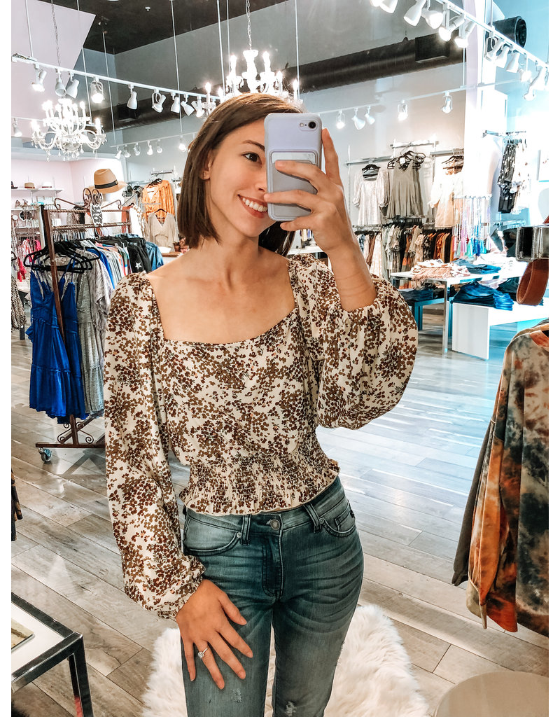 Floral Cropped Top - Beige