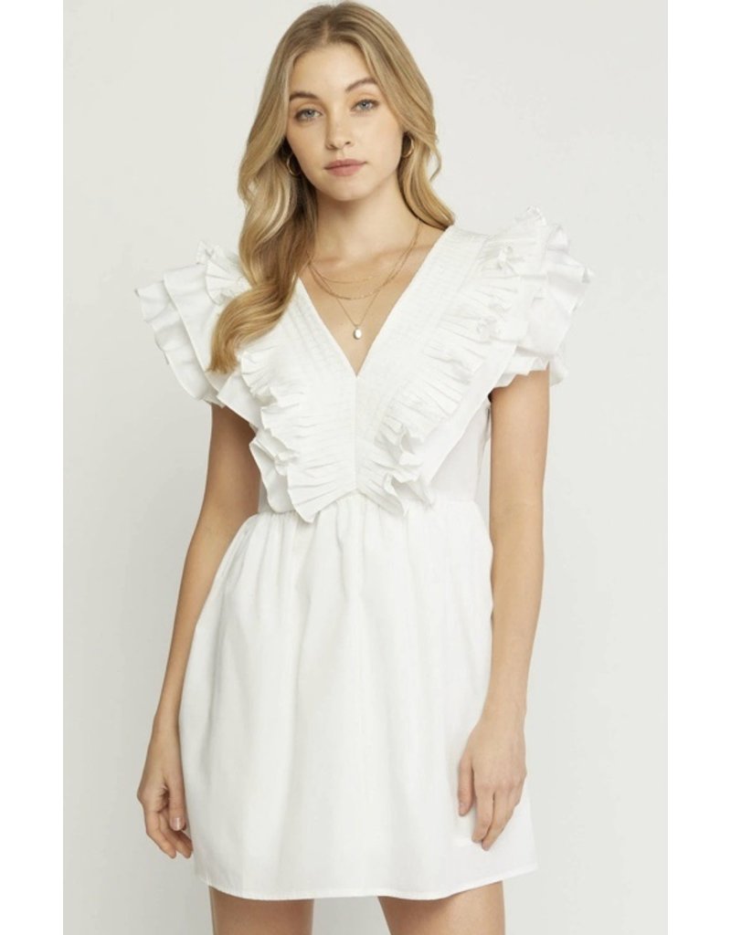 Pleated Ruffle Detail Dress