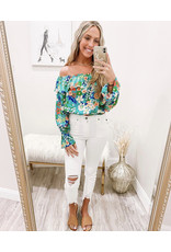 Floral Off Shoulders Top - Emerald