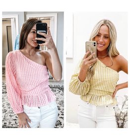 Gingham One Shoulder Top