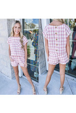 Cropped Gingham Top - Pink