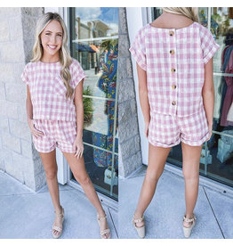 Cropped Gingham Top - Pink