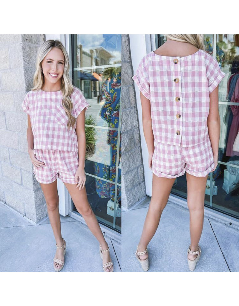 Cropped Gingham Top - Pink