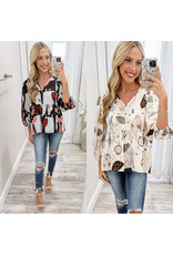 Abstract Floral Peplum Top