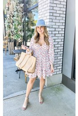 Smocked Detail Floral Dress - Ivory