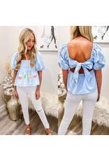 Tie Back Martinis Top - Blue