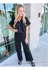 Pleated Wide Leg Pants - Black