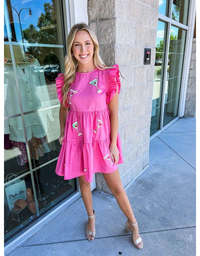 Sequin Martinis Dress - Hot Pink
