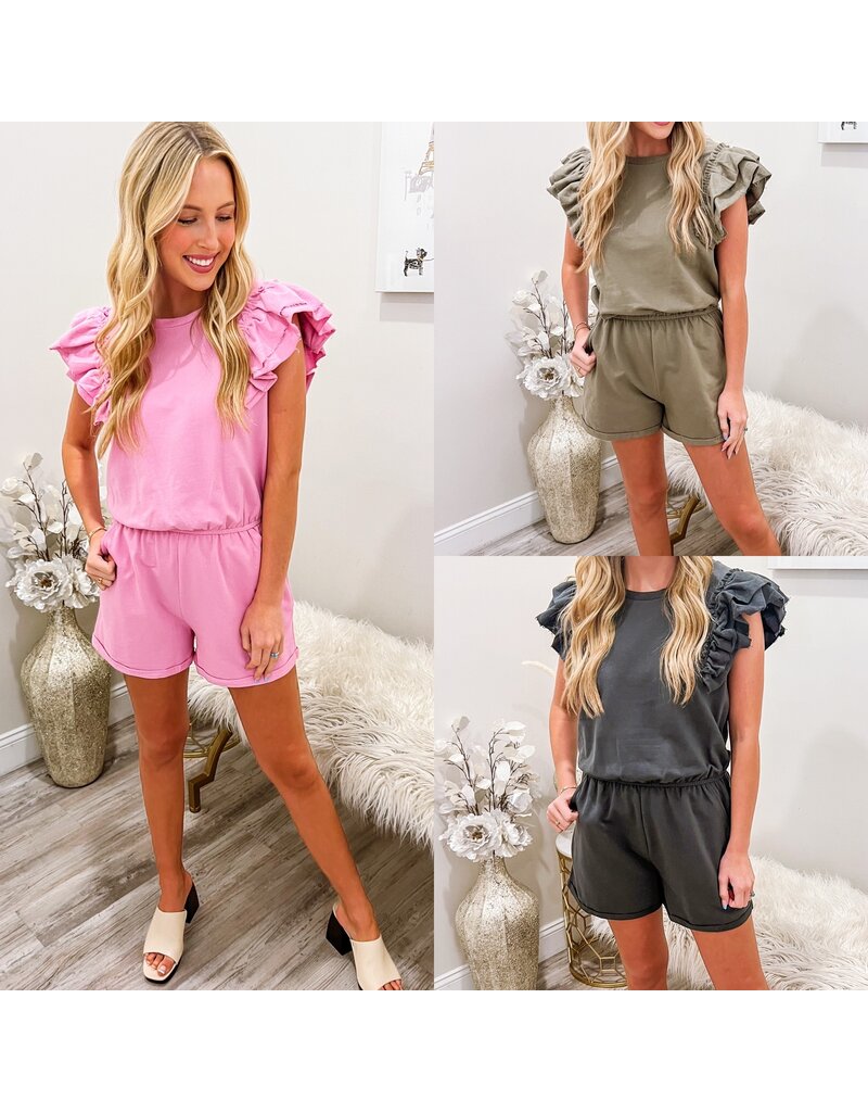 Ruffled Sleeves Comfy Romper